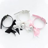 Erotic PU Leather Choker Collar for Ladies / Sexy Bondage Restraints with Bow - EVE's SECRETS