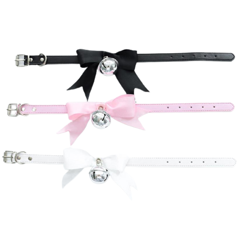 Erotic PU Leather Choker Collar for Ladies / Sexy Bondage Restraints with Bow - EVE's SECRETS