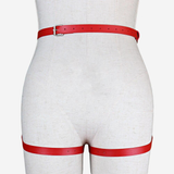 Erotic PU Leather Leg Garter for Ladies / Body Strap Harness / Red Buttocks Suspender Accessory - EVE's SECRETS