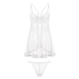 Erotic Women's Nightdress with Panties / Adult Transparent Lace Lingerie with Mesh - EVE's SECRETS