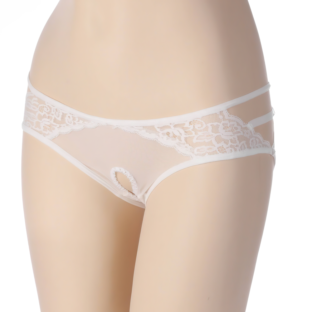 Erotic Women's Open Crotch Low Waist Panties / Sexy Female Lace Underwear with Bow - EVE's SECRETS