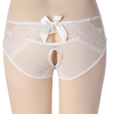 Erotic Women's Open Crotch Low Waist Panties / Sexy Female Lace Underwear with Bow - EVE's SECRETS