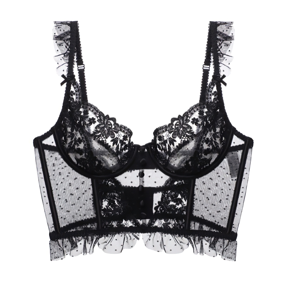 Erotic Women's Ruffle Sleeve Lace Crop Top / Sexy Ladies Transparent Backless Tops - EVE's SECRETS