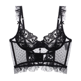 Erotic Women's Ruffle Sleeve Lace Crop Top / Sexy Ladies Transparent Backless Tops - EVE's SECRETS