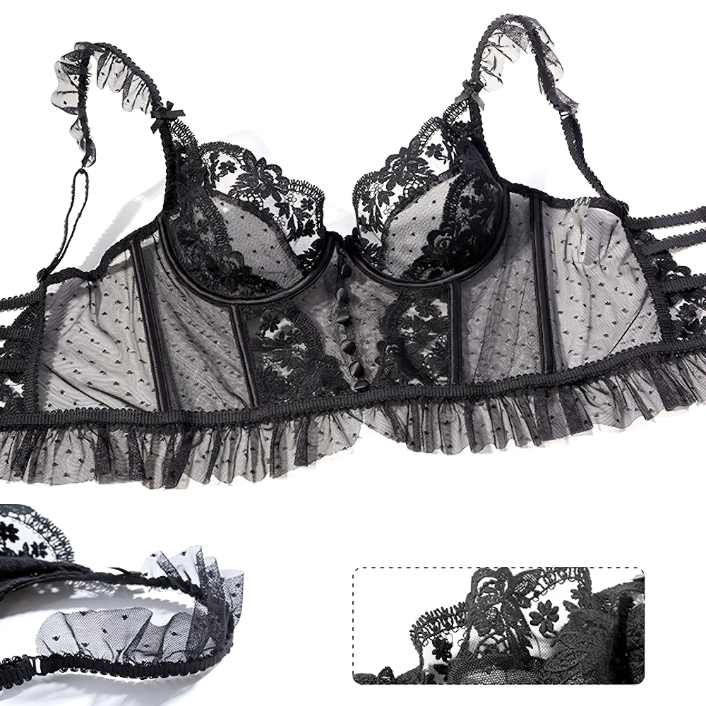 Erotic Women's Ruffle Sleeve Lace Crop Top / Sexy Ladies Transparent Backless Tops - EVE's SECRETS
