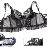 Erotic Women's Ruffle Sleeve Lace Crop Top / Sexy Ladies Transparent Backless Tops - EVE's SECRETS