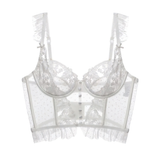Erotic Women's Ruffle Sleeve Lace Crop Top / Sexy Ladies Transparent Backless Tops - EVE's SECRETS
