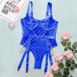 Erotic Women's Sensual Bodysuit With Chain / Sexy Crotchless Transparent Lace Lingerie - EVE's SECRETS