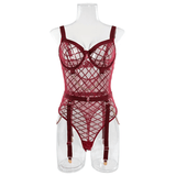 Erotic Women's Sensual Bodysuit With Chain / Sexy Crotchless Transparent Lace Lingerie - EVE's SECRETS