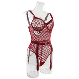 Erotic Women's Sensual Bodysuit With Chain / Sexy Crotchless Transparent Lace Lingerie - EVE's SECRETS