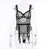 Erotic Women's Sensual Bodysuit With Chain / Sexy Crotchless Transparent Lace Sissy Lingerie - EVE's SECRETS