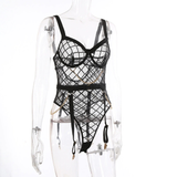 Erotic Women's Sensual Bodysuit With Chain / Sexy Crotchless Transparent Lace Sissy Lingerie - EVE's SECRETS