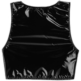 Erotic Women's Wetlook Shiny Crop Top / Sexy Patent Leather Tank Top for Adult in Black Colour - EVE's SECRETS