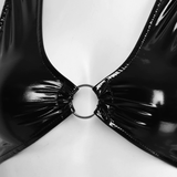 Erotic Women's Wetlook Shiny Crop Top / Sexy Patent Leather Tank Top for Adult in Black Colour - EVE's SECRETS