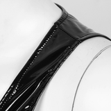 Erotic Women's Wetlook Shiny Crop Top / Sexy Patent Leather Tank Top for Adult in Black Colour - EVE's SECRETS