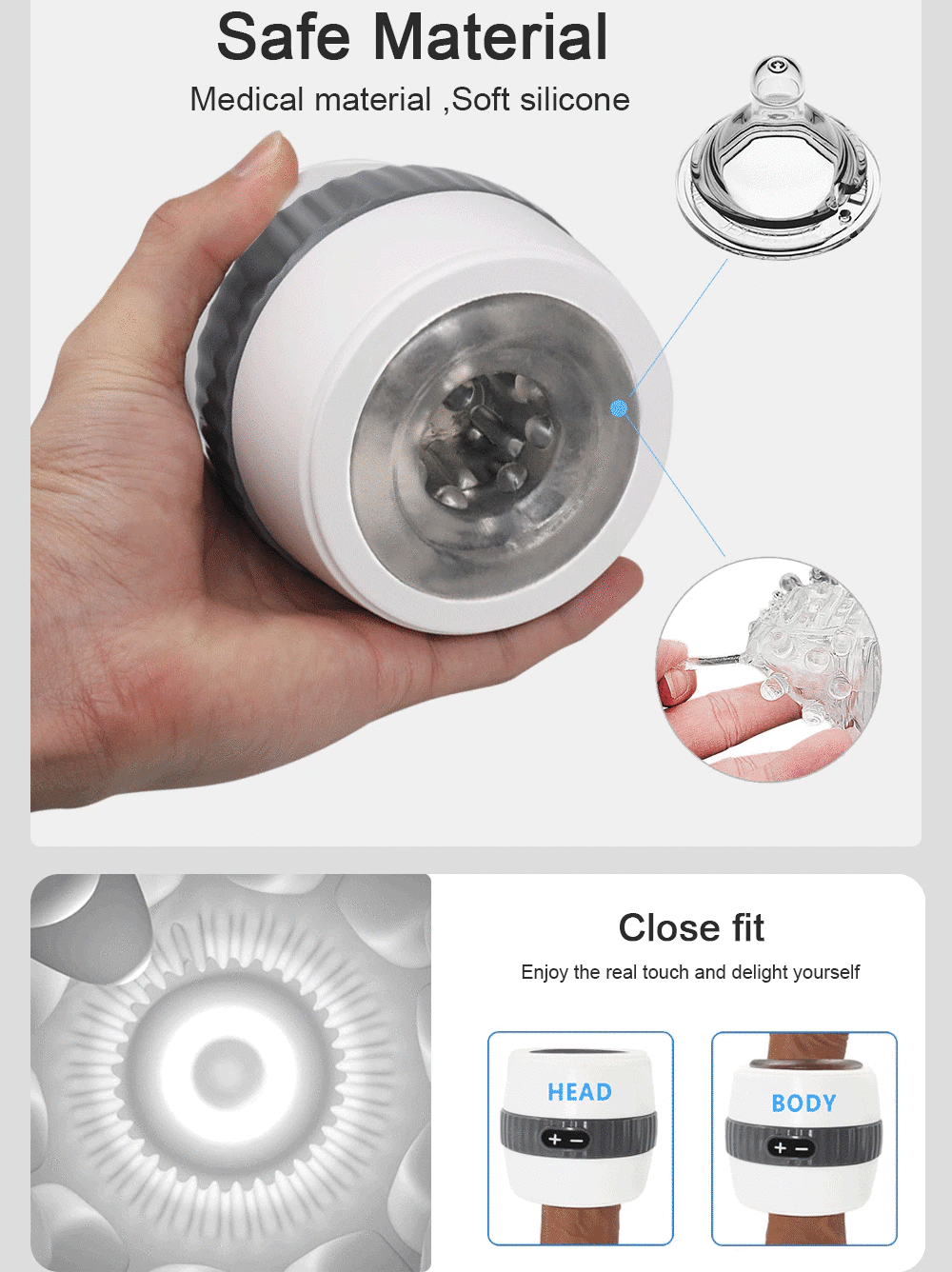 USB Rechargeable Male Masturbation Cup / Men's Glans Stimulator / Penis Vibrator - EVE's SECRETS