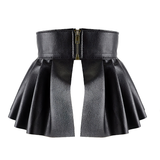 Jupe plissée femme mode/jupe plissée stretch élastique en cuir PU femme avec ceinture