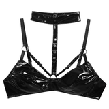 Fashion Female Wet Look Bra / Sexy Patent Leather Bra Breast Harness - EVE's SECRETS