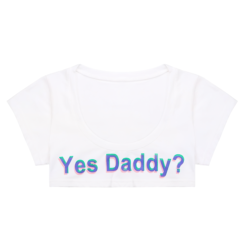 Fashion Girls Stretchy Yes Daddy Printed Summer Crop Tops / Night Rave Party Clubwear Bra Vest - EVE's SECRETS
