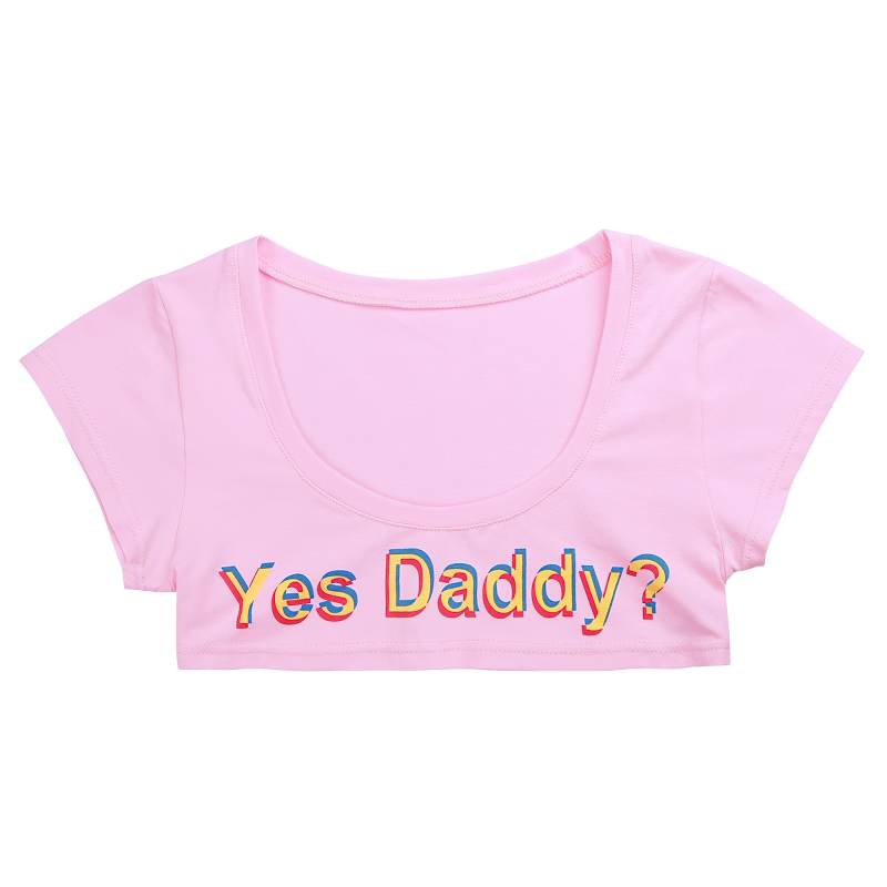 Fashion Girls Stretchy Yes Daddy Printed Summer Crop Tops / Night Rave Party Clubwear Bra Vest - EVE's SECRETS