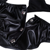 Fashion Male PU Leather Lingerie Briefs / Thong Triangle Panties with Press Buttons - EVE's SECRETS