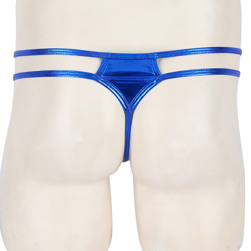 Fashion Male Shiny Metallic Low Rise Lingerie / Bulge Pouch T-Back Jockstrap Underwear - EVE's SECRETS