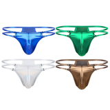 Fashion Male Shiny Metallic Low Rise Lingerie / Bulge Pouch T-Back Jockstrap Underwear - EVE's SECRETS