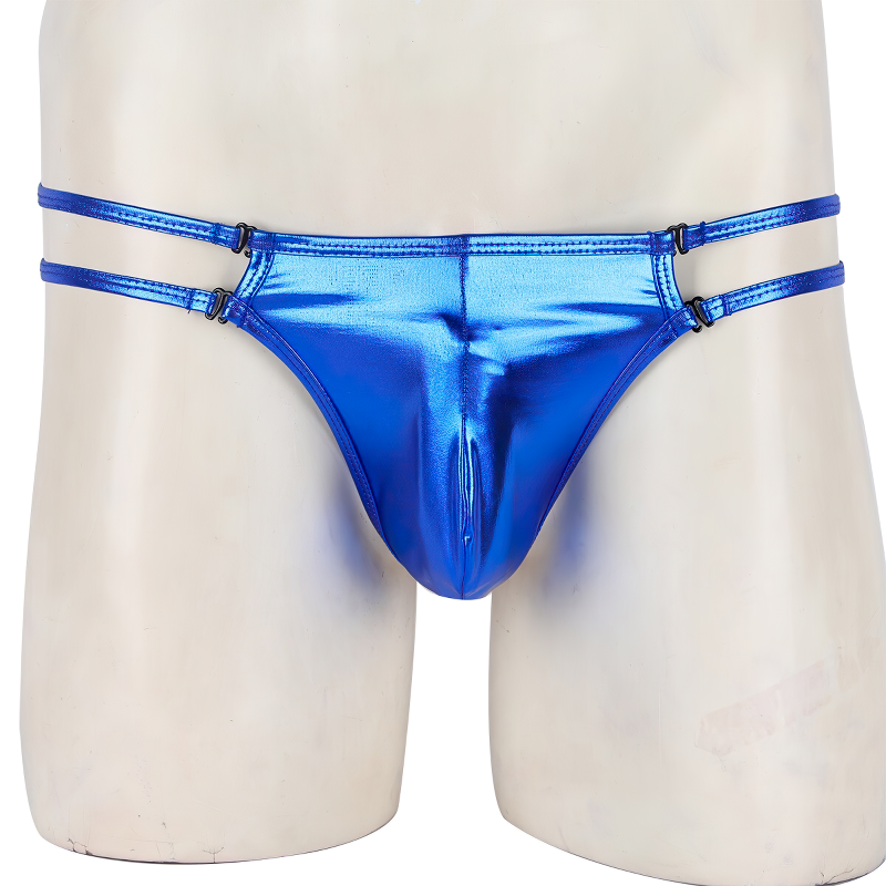 Fashion Male Shiny Metallic Low Rise Lingerie / Bulge Pouch T-Back Jockstrap Underwear - EVE's SECRETS