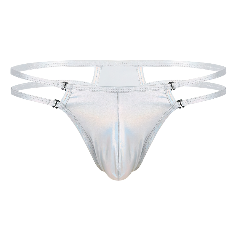 Fashion Male Shiny Metallic Low Rise Lingerie / Bulge Pouch T-Back Jockstrap Underwear - EVE's SECRETS