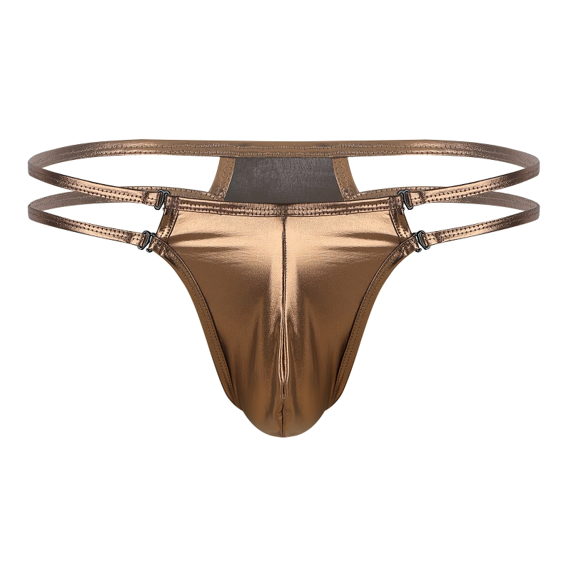 Fashion Male Shiny Metallic Low Rise Lingerie / Bulge Pouch T-Back Jockstrap Underwear - EVE's SECRETS