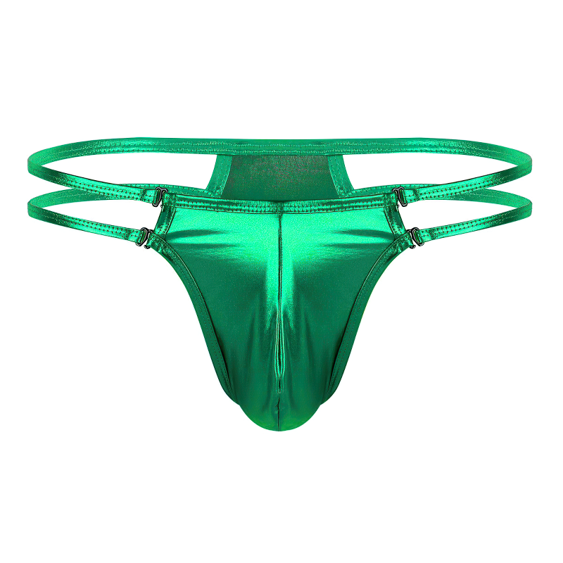 Fashion Male Shiny Metallic Low Rise Lingerie / Bulge Pouch T-Back Jockstrap Underwear - EVE's SECRETS