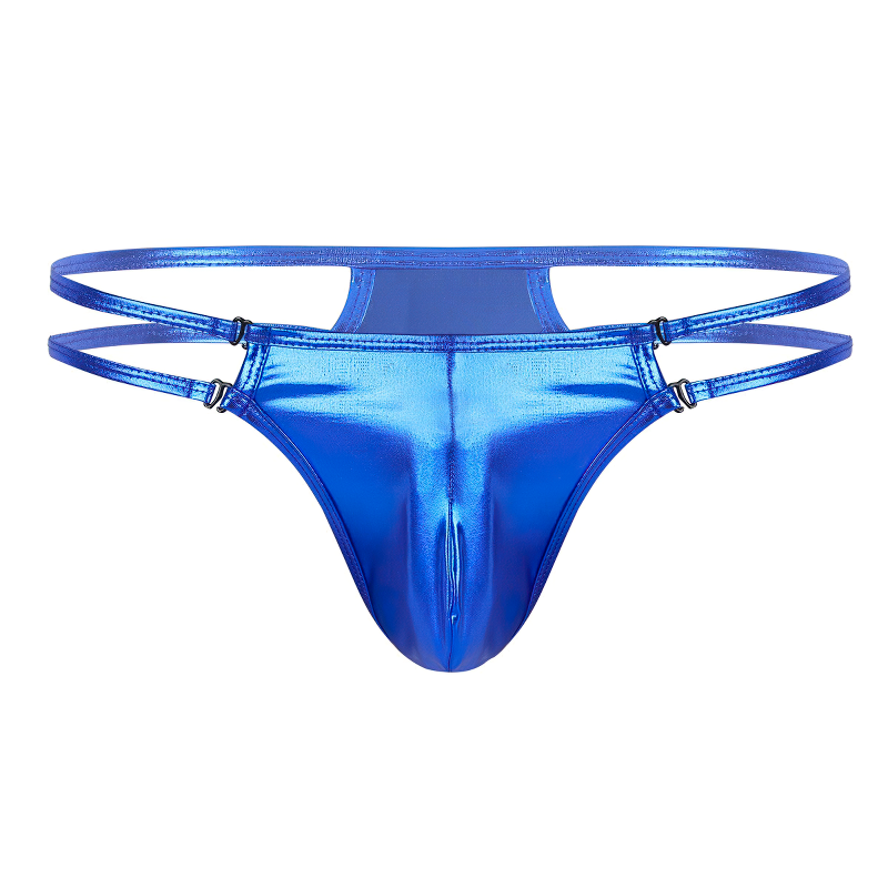 Fashion Male Shiny Metallic Low Rise Lingerie / Bulge Pouch T-Back Jockstrap Underwear - EVE's SECRETS