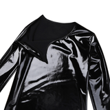 Fashion Men's Wet Look Patent Leather Top / Male Black Shiny Long Sleeves Pullover - EVE's SECRETS
