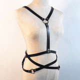 Faux Leather Body Harness / Metal O-Ring Shoulder and Waist Belts / BDSM Unisex Accessories - EVE's SECRETS