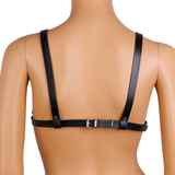 Fashion Womens Black PU Leather Body Bra / Adjustable Harness Belt With Metal O-Rings - EVE's SECRETS