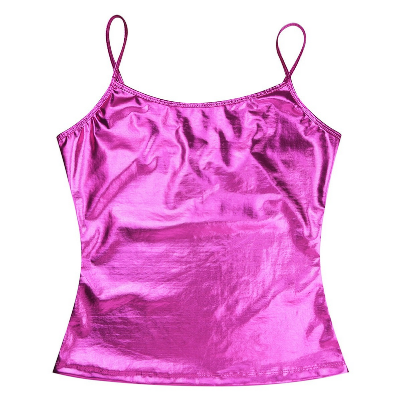 Fashion Womens Camis For Pole Dance / Shiny Metallic Wetlook Tank Top / Sexy Club Costume - EVE's SECRETS