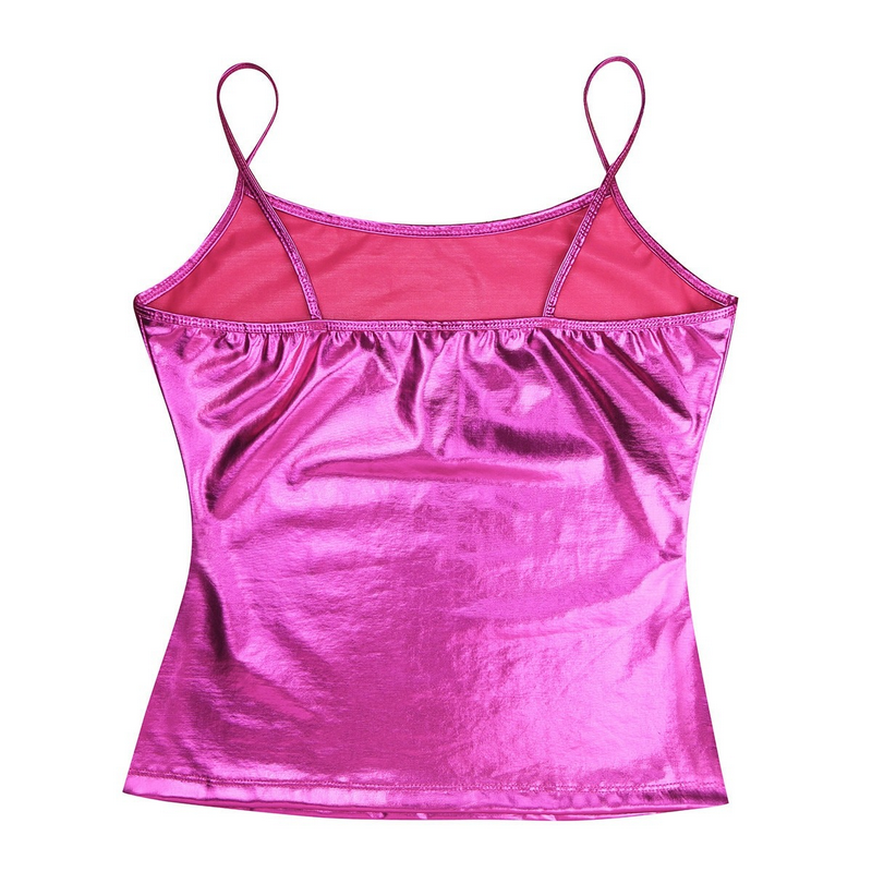 Fashion Womens Camis For Pole Dance / Shiny Metallic Wetlook Tank Top / Sexy Club Costume - EVE's SECRETS