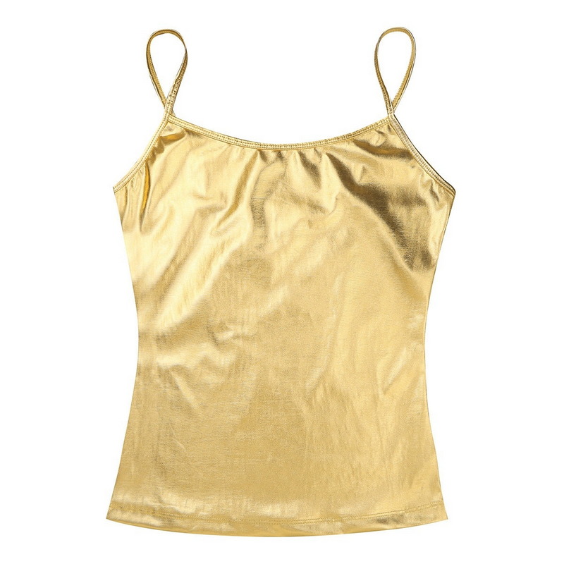 Fashion Womens Camis For Pole Dance / Shiny Metallic Wetlook Tank Top / Sexy Club Costume - EVE's SECRETS