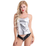 Fashion Womens Camis For Pole Dance / Shiny Metallic Wetlook Tank Top / Sexy Club Costume - EVE's SECRETS