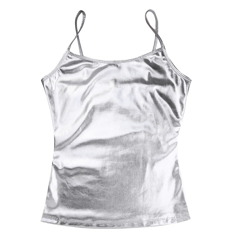 Fashion Womens Camis For Pole Dance / Shiny Metallic Wetlook Tank Top / Sexy Club Costume - EVE's SECRETS
