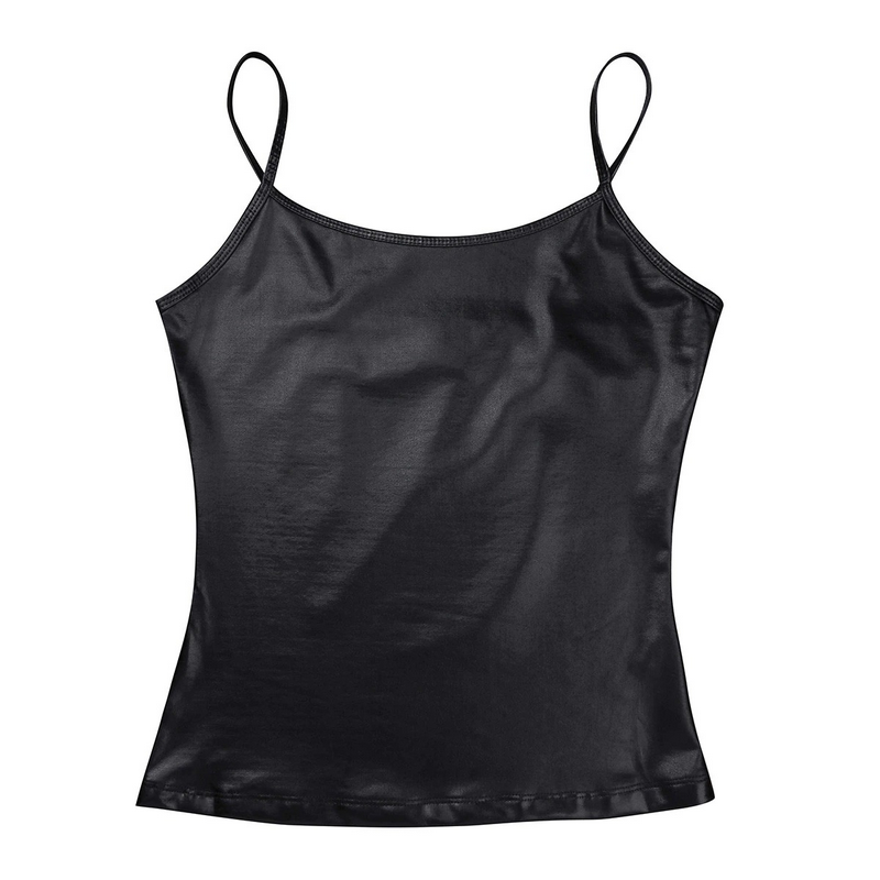 Fashion Womens Camis For Pole Dance / Shiny Metallic Wetlook Tank Top / Sexy Club Costume - EVE's SECRETS
