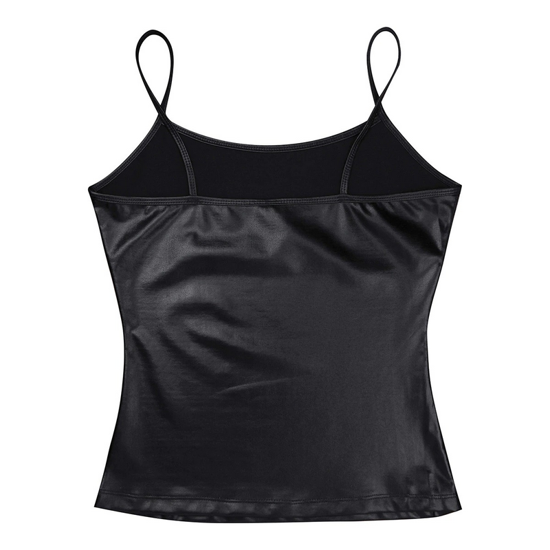 Fashion Womens Camis For Pole Dance / Shiny Metallic Wetlook Tank Top / Sexy Club Costume - EVE's SECRETS
