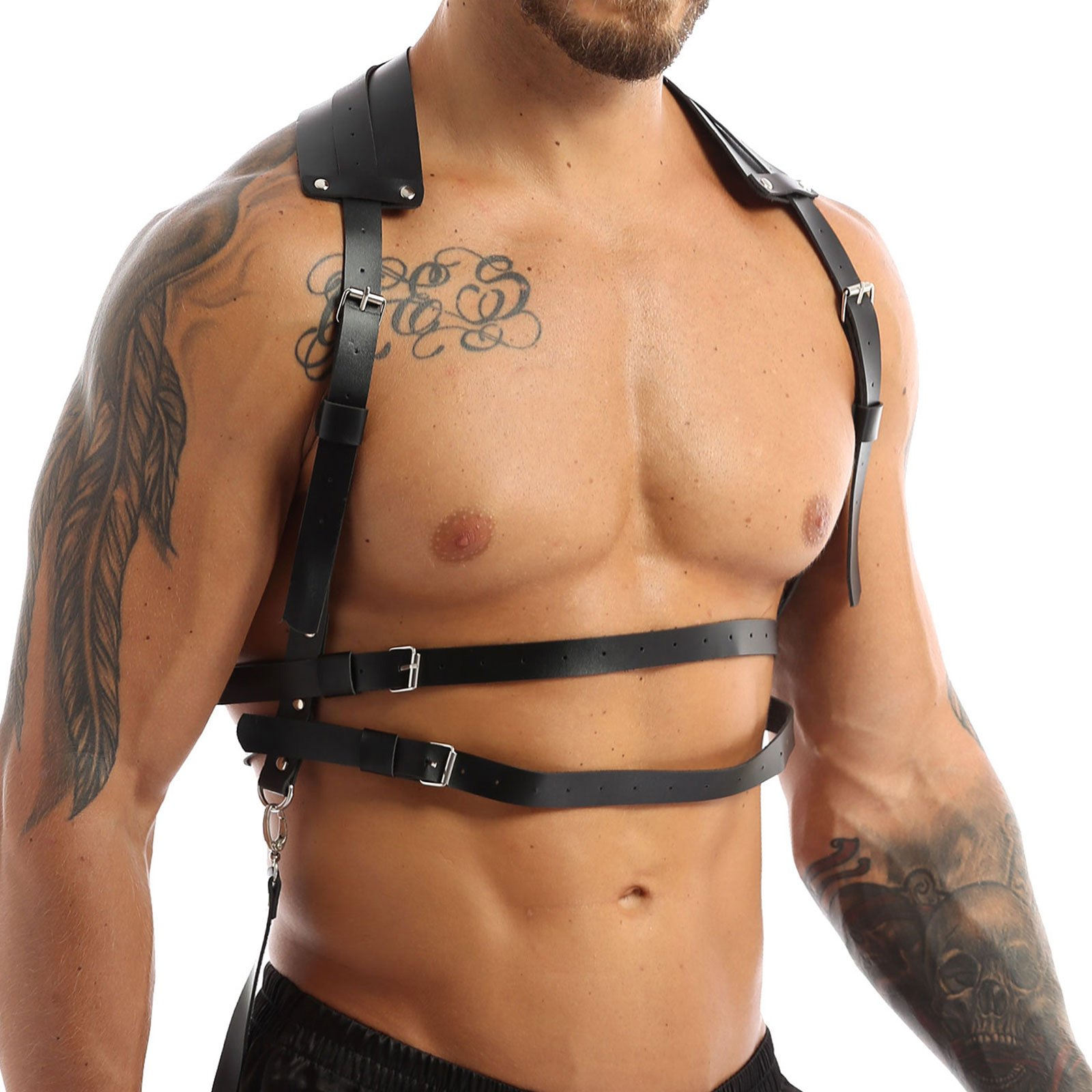 Faux Leather Body Chest Harness Costumes with O-rings Buttons / Bondage Accessory - EVE's SECRETS