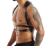 Faux Leather Body Chest Harness Costumes with O-rings Buttons / Bondage Accessory - EVE's SECRETS