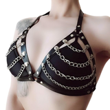 Faux Leather Body Harness / Chain bra top for Women / Fetish Fashion Festival Accessories - EVE's SECRETS