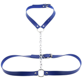 Faux Leather Body Harness With Chain / Unisex Bondage BDSM Necklace / Erotic Waist Belt - EVE's SECRETS