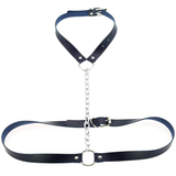 Faux Leather Body Harness With Chain / Unisex Bondage BDSM Necklace / Erotic Waist Belt - EVE's SECRETS