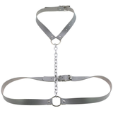 Faux Leather Body Harness With Chain / Unisex Bondage BDSM Necklace / Erotic Waist Belt - EVE's SECRETS