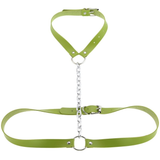 Faux Leather Body Harness With Chain / Unisex Bondage BDSM Necklace / Erotic Waist Belt - EVE's SECRETS