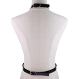 Faux Leather Body Harness With Chain / Unisex Bondage BDSM Necklace / Erotic Waist Belt - EVE's SECRETS